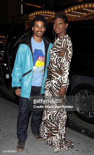 Celebrity Activist Suzanne "Africa" Engo dressed in Marc Bouwer collection and Korath Wright, a member of The Bahamas Olympic Snow Boarding Team...
