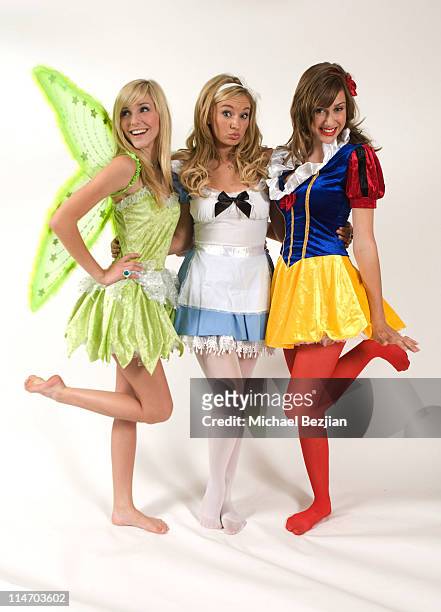 Savvy, Tiffany Thornton and Mandy pose at the Spooktacular Sleepover Great Escape on October 30, 2009 in Los Angeles, California.