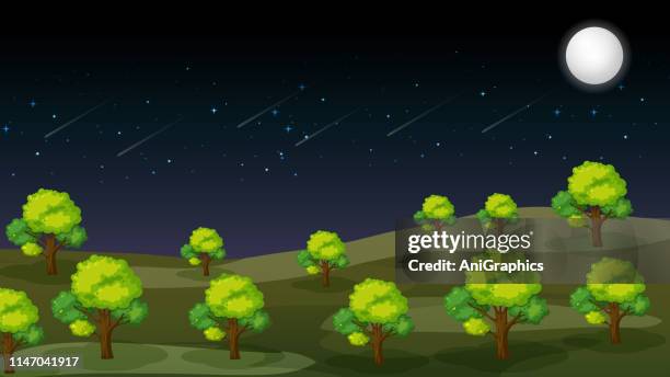 night landscape - half moon stock illustrations