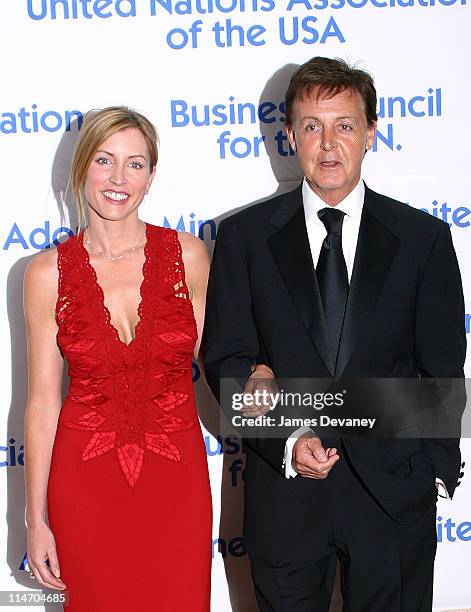 Heather Mills McCartney & Sir Paul McCartney during United Nations Association 2002 Global Leadership Awards at Sheraton Hotel in New York City, New...