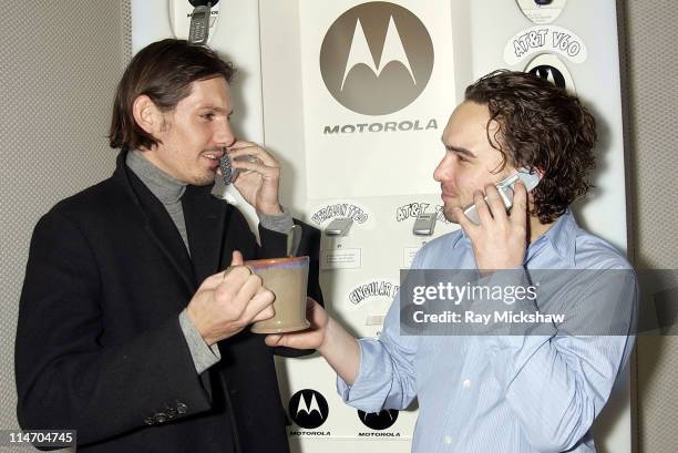 Lukas Haas and Johnny Galecki during 2003 Park City - The Motorola and Air Party - Party at The Motorola House in Park City, Utah, United States.