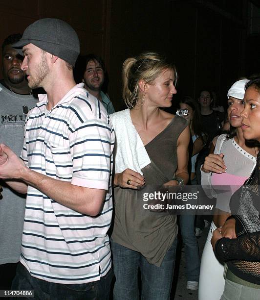 Justin Timberlake and Cameron Diaz with fans during Black Eyed Peas in Concert with Special Guest Justin Timberlake at S.O.B.'s in New York City on...
