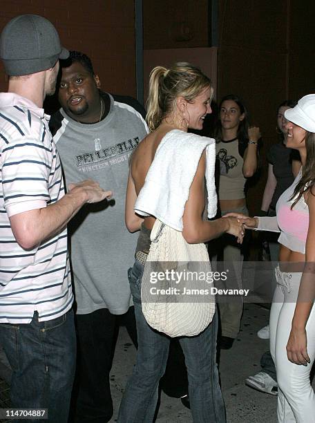 Justin Timberlake and Cameron Diaz with fans during Black Eyed Peas in Concert with Special Guest Justin Timberlake at S.O.B.'s in New York City on...