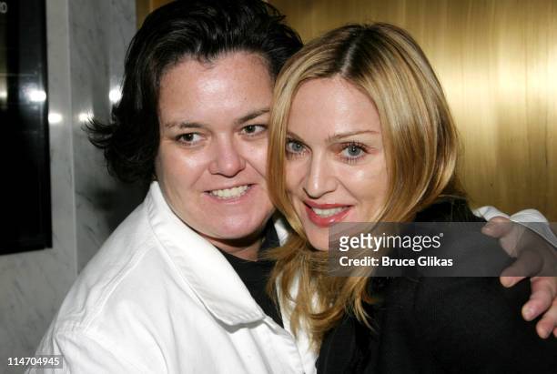 Rosie O'Donnell and Madonna during Madonna and Rosie O'Donnell Backstage at "Taboo" at The Plymouth Theater in New York, New York, United States.