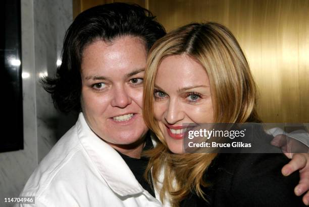 Rosie O'Donnell and Madonna during Madonna and Rosie O'Donnell Backstage at "Taboo" at The Plymouth Theater in New York, New York, United States.