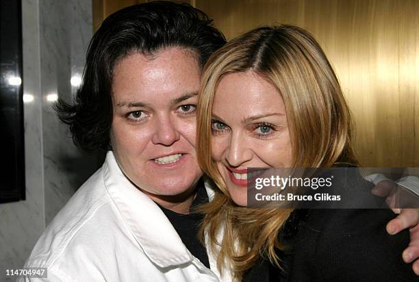 Rosie O'Donnell and Madonna during Madonna and Rosie O'Donnell Backstage at "Taboo" at The Plymouth Theater in New York, New York, United States.