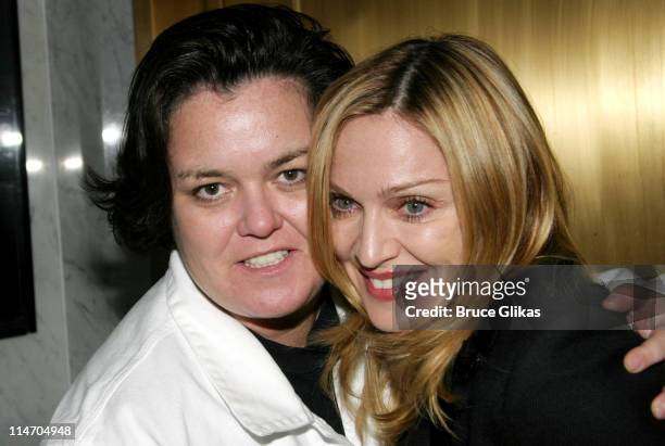 Rosie O'Donnell and Madonna during Madonna and Rosie O'Donnell Backstage at "Taboo" at The Plymouth Theater in New York, New York, United States.