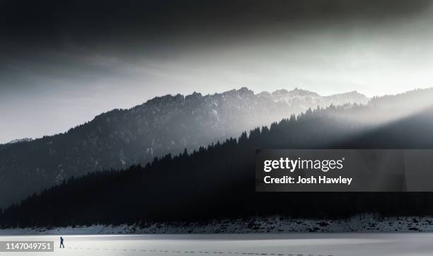 mountain range sunset - evergreen forest stock pictures, royalty-free photos & images