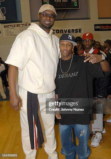 Joe "Jellybean" Bryant and Zab "Super" Judah during CMX Sports Celebrity Christmas Basketball Game at Atlantic City High School in Atlantic City, New...