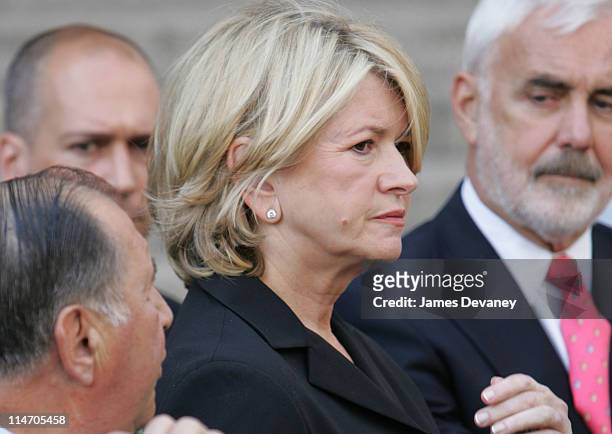 Martha Stewart and her defense team outside the US District Courthouse on Friday, July 16, 2004 in New York City. The judge sentenced Stewart to five...