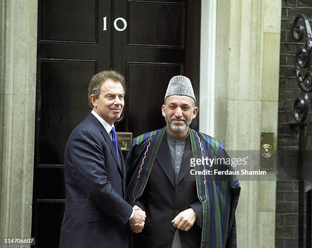 Tony Blair, British Prime Minister, and Hamid Karzai, Afghan President