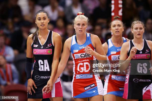 Maria Folau of the Thunderbirds looks on during the round two Super Netball match between the Sydney Swifts and the Adelaide Thunderbirds at Quay...