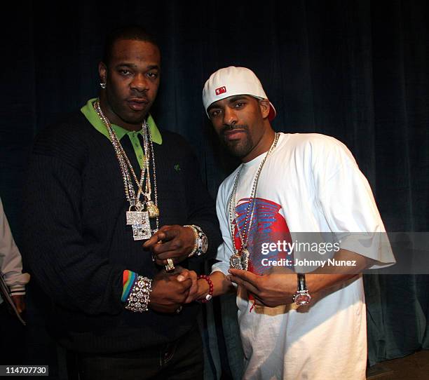 Busta Rhymes and DJ Clue during NBA Players Association Gala - February 18, 2006 at Houston Convention Center in Houston, Texas, United States.