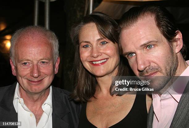 Ian McDiarmid, Cherry Jones and Ralph Fiennes during Opening Night for Brian Friel's "Faith Healer" on Broadway - May 4, 2006 at The Booth Theater in...