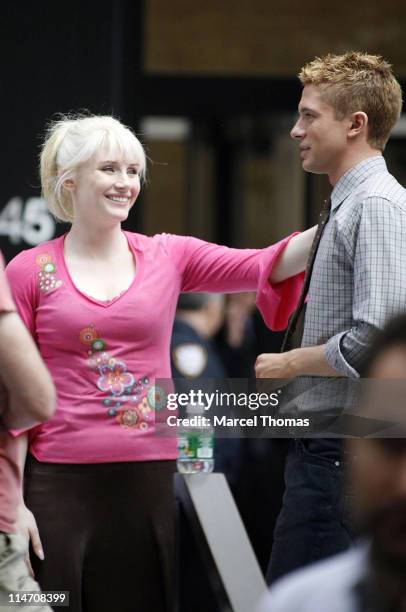 Bryce Dallas Howard and Topher Grace during Tobey Maguire, Topher Grace, James Cromwell and Bryce Dallas Howard on the Set of "Spider-Man 3" - May...