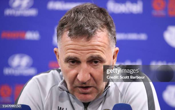 Warren Joyce, coach of City speaks to the media during a press conference after losing the A-League Elimination Final match between Adelaide United...