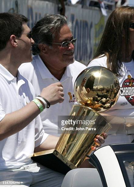 Micky Arison celebrates during the victory parade and celebration at American Airlines Arena on June 23, 2006 in Miami, Florida.