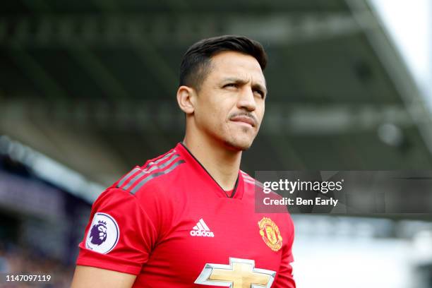 Alexis Sanchez of Manchester United walks out for during the Premier League match between Huddersfield Town and Manchester United at John Smith's...