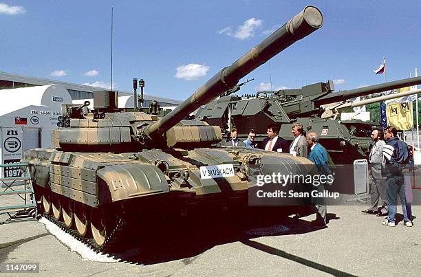 Slovak made T-72M2 tank by the firm ZTS stands on display at the IDET ''97 arms fair in Brno, Czech Republic May 9th, 1997.