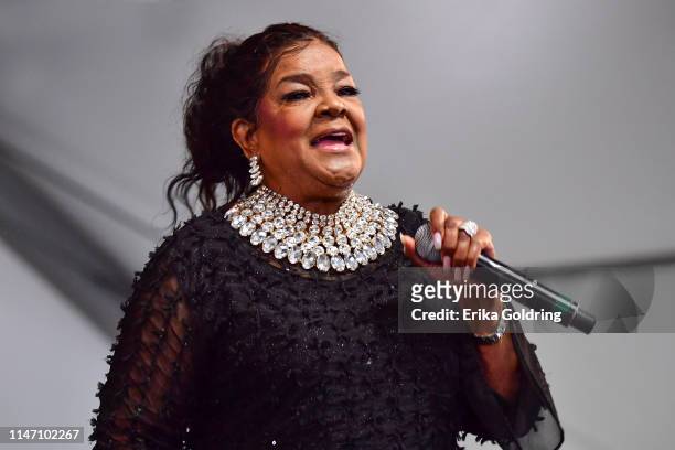 Shirley Caesar performs during the 2019 New Orleans Jazz & Heritage Festival 50th Anniversary at Fair Grounds Race Course on May 04, 2019 in New...