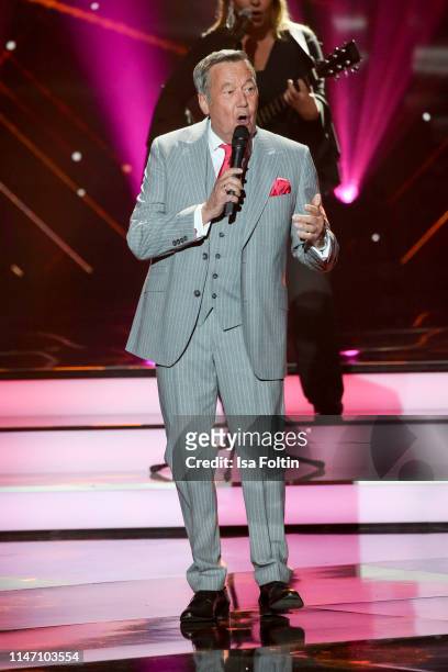German singer Roland Kaiser performs during the television show 'Willkommen bei Carmen Nebel' at Velodrom on May 4, 2019 in Berlin, Germany.