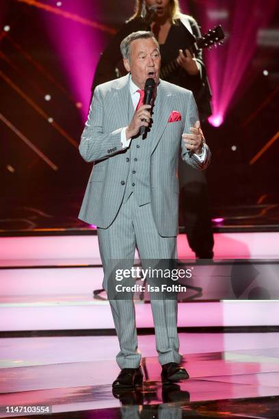 German singer Roland Kaiser performs during the television show 'Willkommen bei Carmen Nebel' at Velodrom on May 4, 2019 in Berlin, Germany.