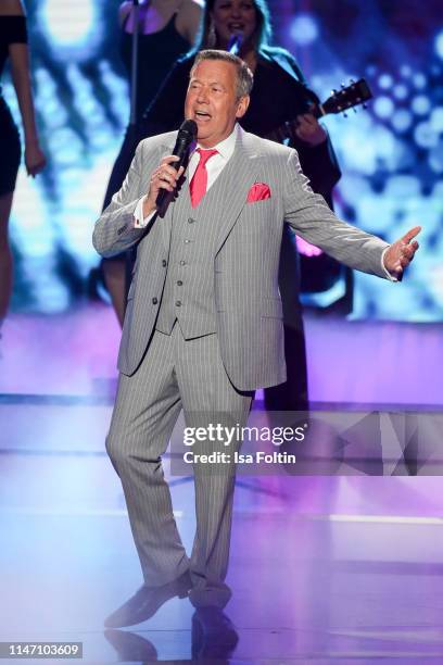 German singer Roland Kaiser performs during the television show 'Willkommen bei Carmen Nebel' at Velodrom on May 4, 2019 in Berlin, Germany.