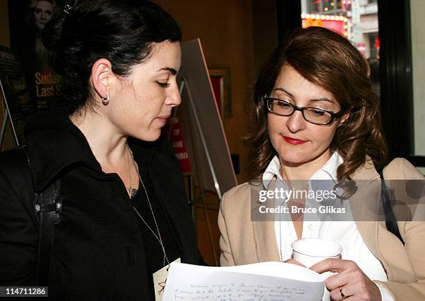 Julianna Margulies and Nia Vardalos during 24 Hour Plays - Rehearsal - October 23, 2006 at American Airlines Theatre in New York City, New York,...