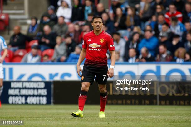 Alexis Sanchez of Manchester United during the Premier League match between Huddersfield Town and Manchester United at John Smith's Stadium on May...