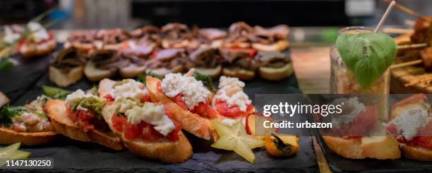 canape appetizers - food production stock pictures, royalty-free photos & images