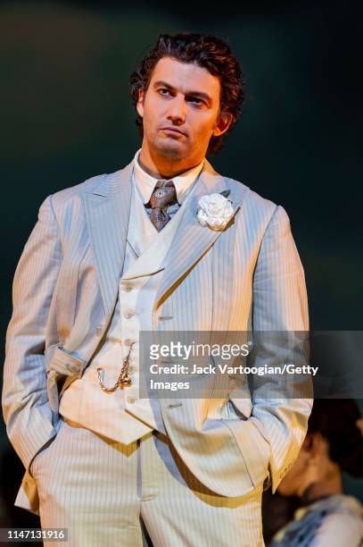 German tenor Jonas Kaufmann performs during the final dress rehearsal prior to the premiere of the Metropolitan Opera/Des McAnuff production of...