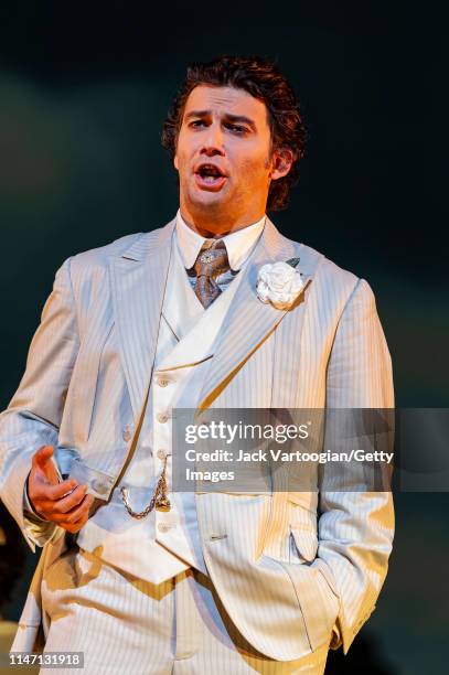 German tenor Jonas Kaufmann performs during the final dress rehearsal prior to the premiere of the Metropolitan Opera/Des McAnuff production of...