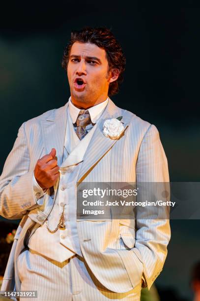 German tenor Jonas Kaufmann performs during the final dress rehearsal prior to the premiere of the Metropolitan Opera/Des McAnuff production of...