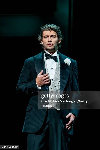 German tenor Jonas Kaufmann performs during the final dress rehearsal prior to the premiere of the Metropolitan Opera/Des McAnuff production of...