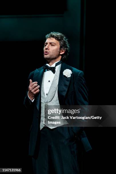 German tenor Jonas Kaufmann performs during the final dress rehearsal prior to the premiere of the Metropolitan Opera/Des McAnuff production of...