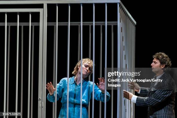 Russian soprano Marina Poplavskaya and German tenor Jonas Kaufmann perform during the final dress rehearsal prior to the premiere of the Metropolitan...