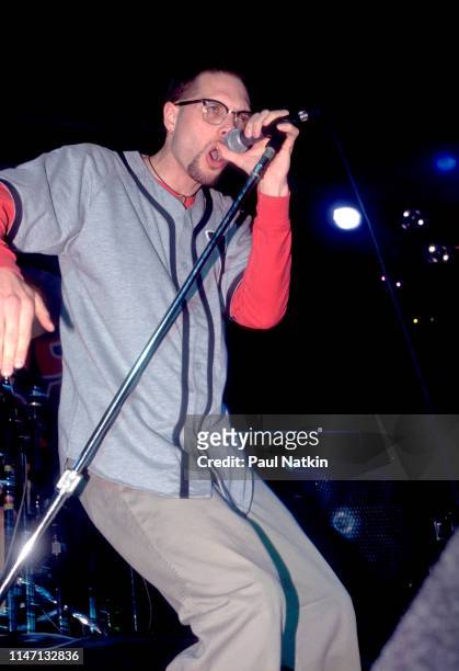 Singer Mark Smirl of the band Stick performs on stage at the Odeum in Villa Park, Illinois, April 2, 1994.
