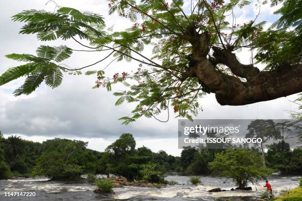 This picture taken on May 30, 2019 shows Bia river near Aboisso, eastern Ivory Coast.