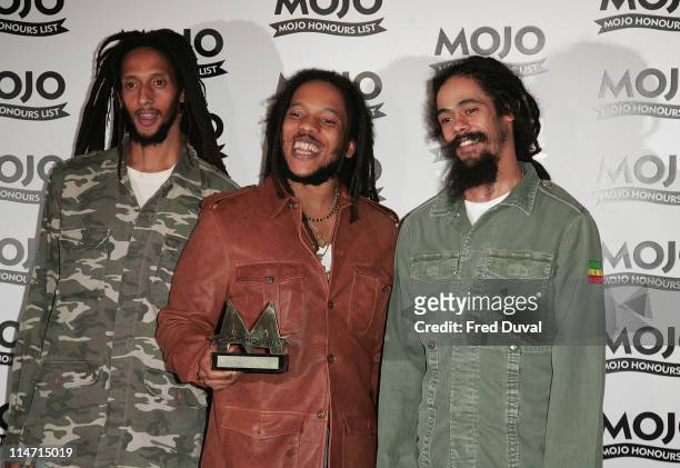 Julian Marley, Stephen Marley and Damian Marley, sons of Bob Marley, winner MOJO Classic Album Award for "Exodus" by Bob Marley & the Wailers
