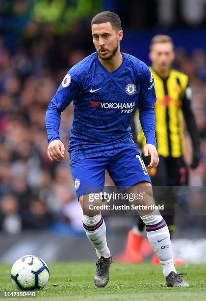 Eden Hazard of Chelsea during the Premier League match between Chelsea FC and Watford FC at Stamford Bridge on May 05, 2019 in London, United Kingdom.