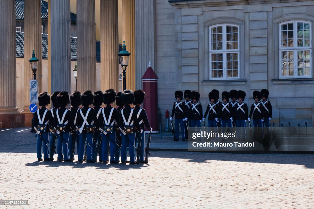 Changing of the Guard ceremony at Amalienborg Palace, Copenhagen, Denmark