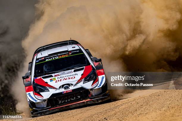 Jari-Matti Latvala of Finland and Mikka Anttila of Finland compete with their Toyota Gazoo Racing WRT Toyota Yaris WRC during the Special Stage 3 of...