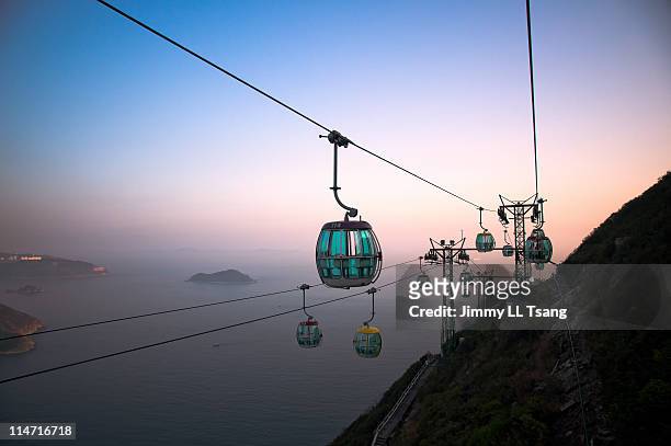 cable car and sunset - gondola stock pictures, royalty-free photos & images