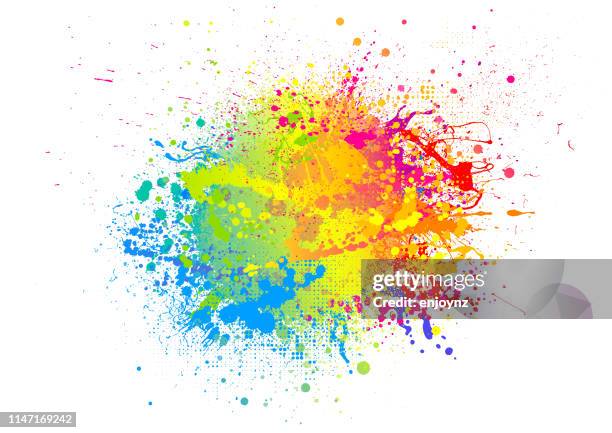 stockillustraties, clipart, cartoons en iconen met rainbow paint splash - paint splash