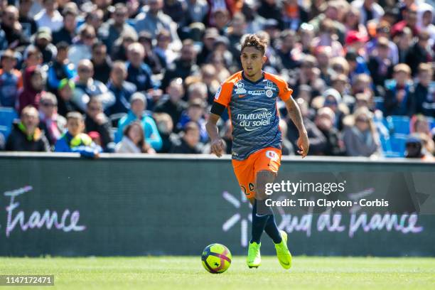 May 5: Mathias Suarez of Montpellier in action during the Montpellier Vs SC Amiens, French Ligue 1 regular season match at Stade de la Mosson on May...