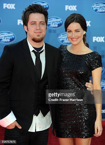 Singer Lee DeWyze and Jonna Walsh arrive at Fox's "American Idol" season 10 finale results show held at Nokia Theatre LA Live on May 25, 2011 in Los...