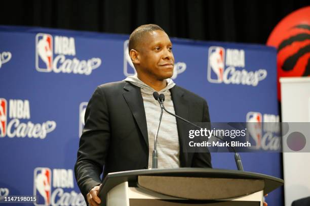 Masai Ujiri, President of the Toronto Raptors at the 2019 NBA Finals Cares Legacy Project as part of the 2019 NBA Finals on May 31, 2019 at the...