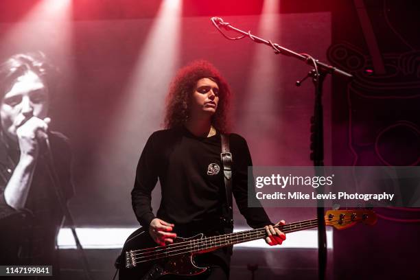 Benji Blakeway of Catfish and the Bottlemen performs on stage at Motorpoint Arena on May 05, 2019 in Cardiff, Wales.