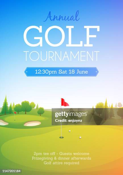 golf course poster - sports event poster stock illustrations