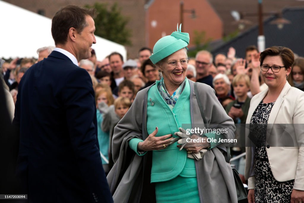 Queen Margrethe Of Denmark Visits Nyborg During Summer Cruise With The Royal Ship Dannebrog